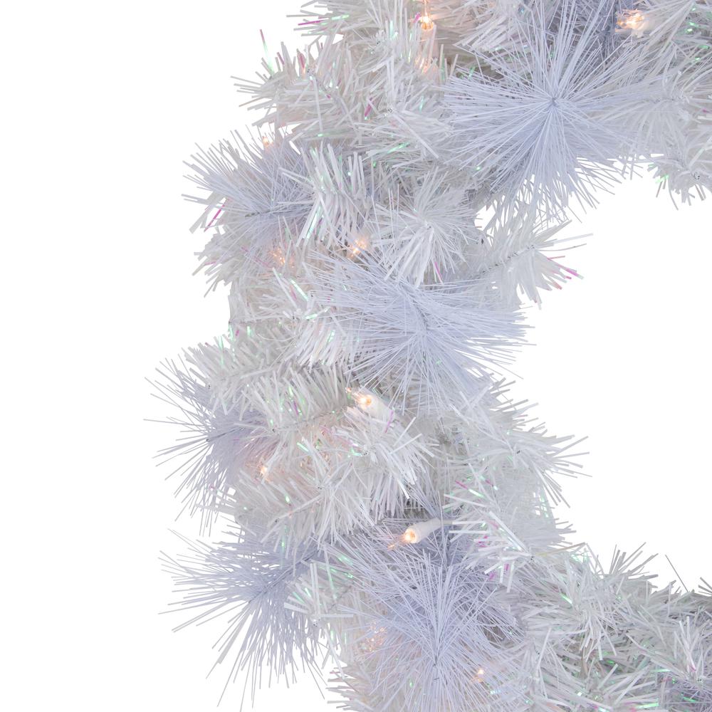 Pre-Lit Vermont White Pine Artificial Christmas Wreath  24-Inch  Clear Lights. Picture 4