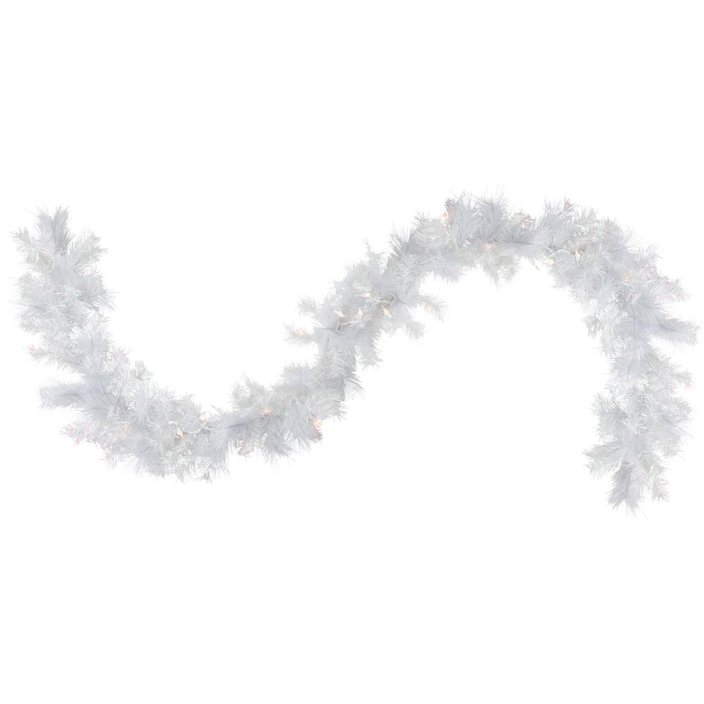 9' x 10" Pre-Lit Vermont White Pine Artificial Christmas Garland  Clear Lights. Picture 1