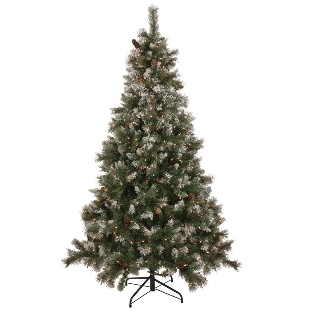 6.5' Pre-lit Snow Valley Pine Artificial Christmas Tree  Clear Lights. The main picture.