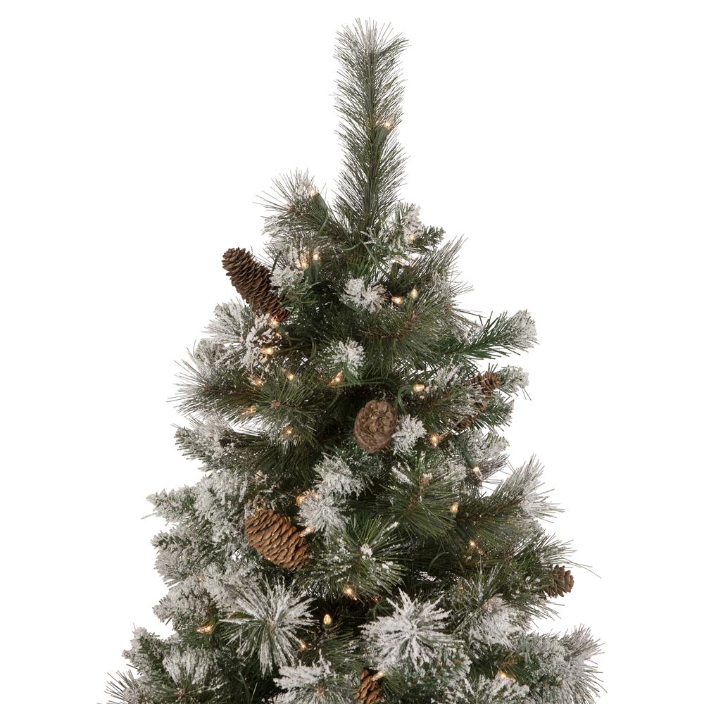 6.5' Pre-lit Snow Valley Pine Artificial Christmas Tree  Clear Lights. Picture 5