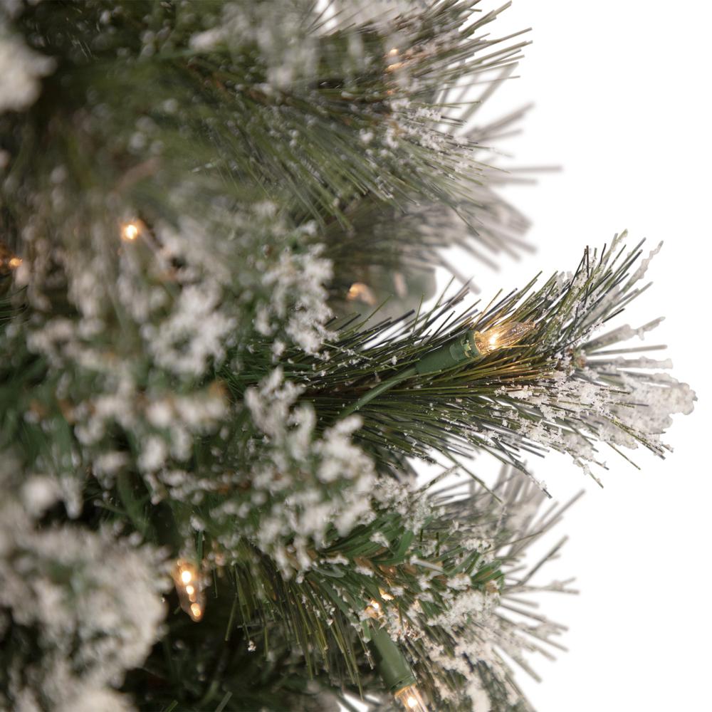 6.5' Pre-lit Snow Valley Pine Artificial Christmas Tree  Clear Lights. Picture 3