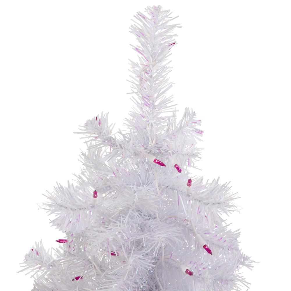 2' Pre-lit Rockport White Pine Artificial Christmas Tree  Pink Lights. Picture 2