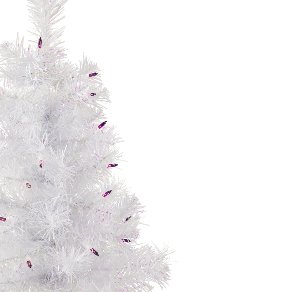 2' Pre-lit Rockport White Pine Artificial Christmas Tree  Purple Lights. Picture 4