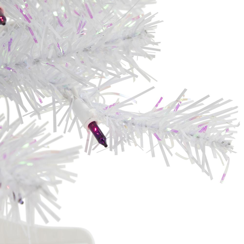 2' Pre-lit Rockport White Pine Artificial Christmas Tree  Purple Lights. Picture 2