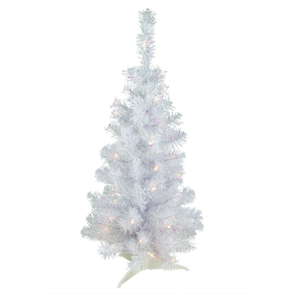 3' Pre-lit Rockport White Pine Artificial Christmas Tree  Clear Lights. Picture 1