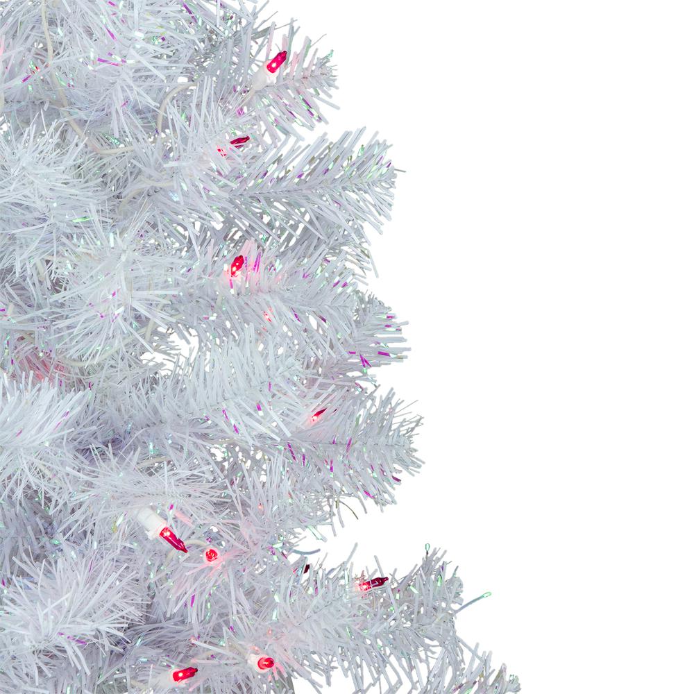 3' Pre-lit Rockport White Pine Artificial Christmas Tree  Pink Lights. Picture 3