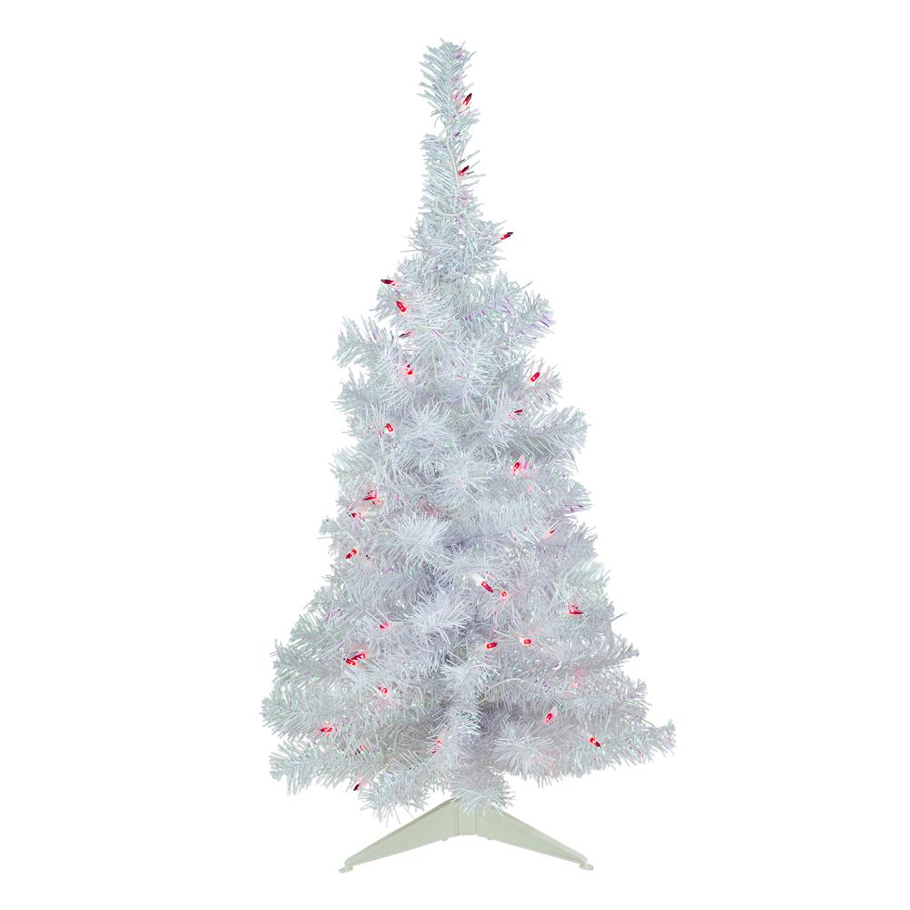 3' Pre-lit Rockport White Pine Artificial Christmas Tree  Pink Lights. Picture 1