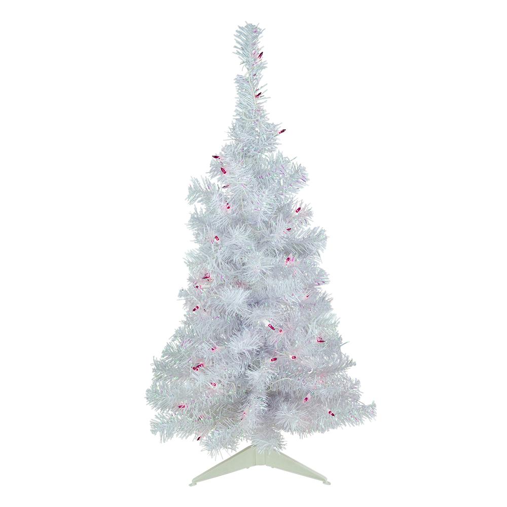 3' Pre-lit Rockport White Pine Artificial Christmas Tree  Purple Lights. Picture 1