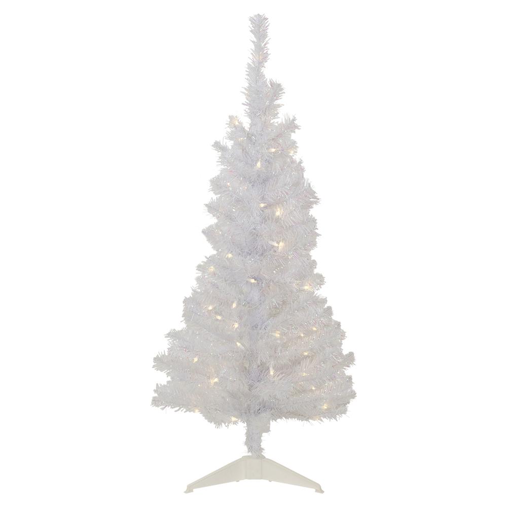 4' Pre-lit Rockport White Pine Artificial Christmas Tree  Clear Lights. Picture 1