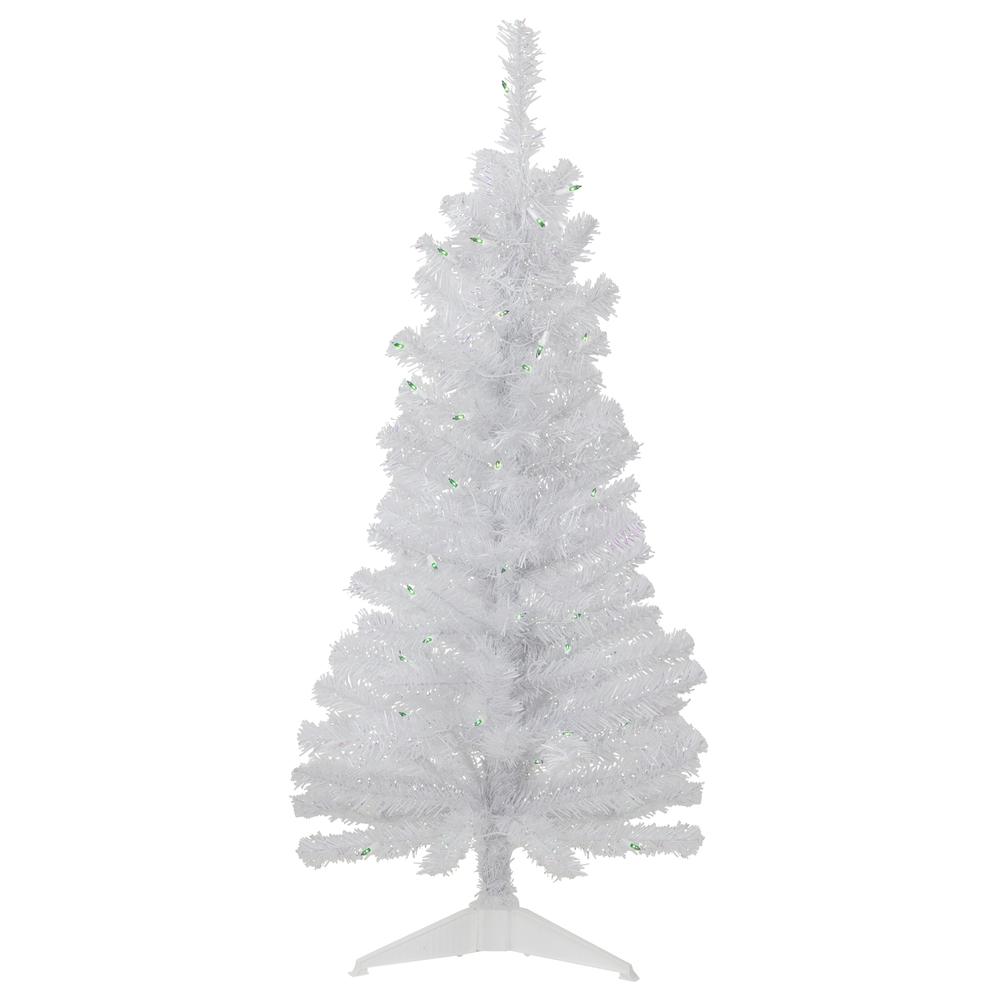 4' Pre-lit Rockport White Pine Artificial Christmas Tree  Green Lights. Picture 1