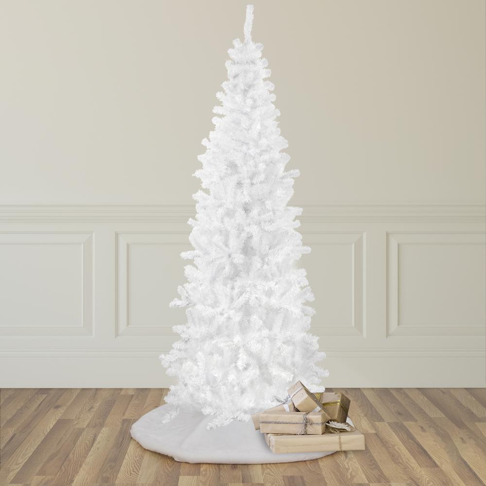 7.5' Pencil White Georgian Pine Artificial Christmas Tree  Unlit. Picture 2