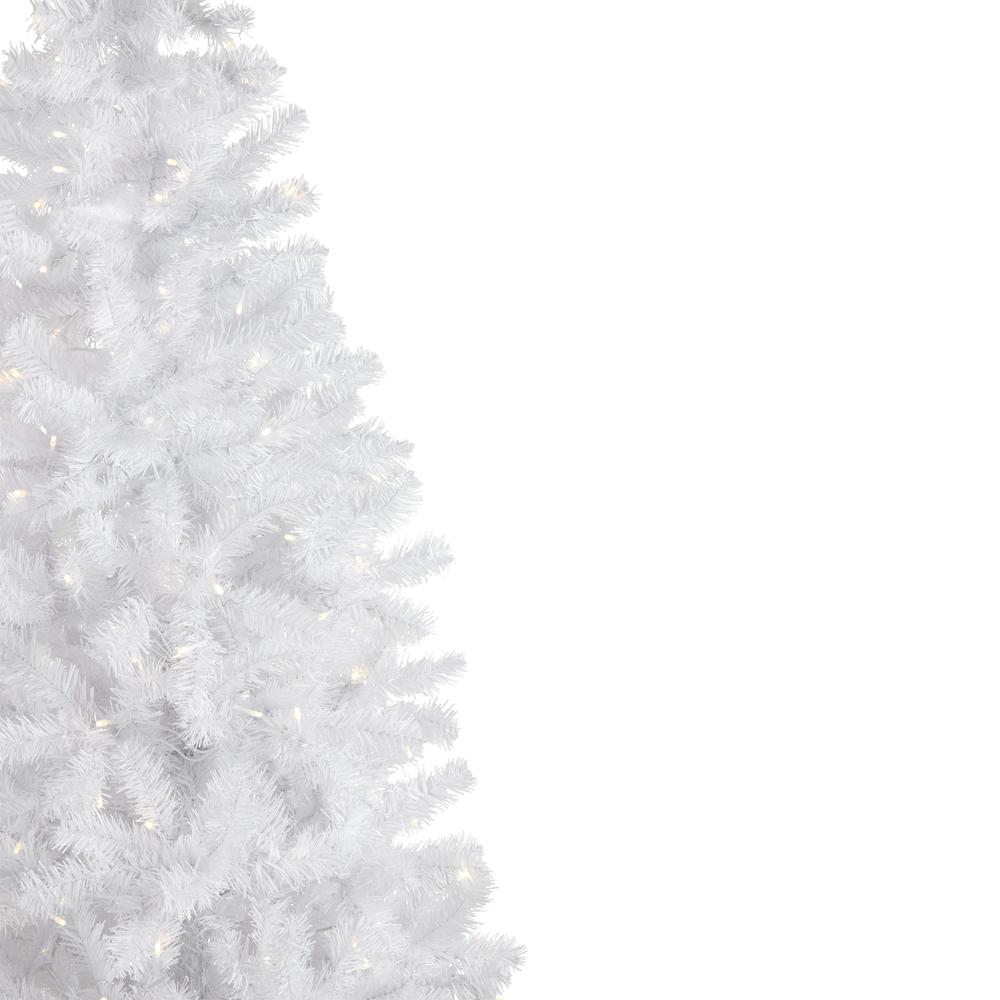 7.5' White Georgian Pine Pencil Artificial Christmas Tree Warm White LED Lights. Picture 4