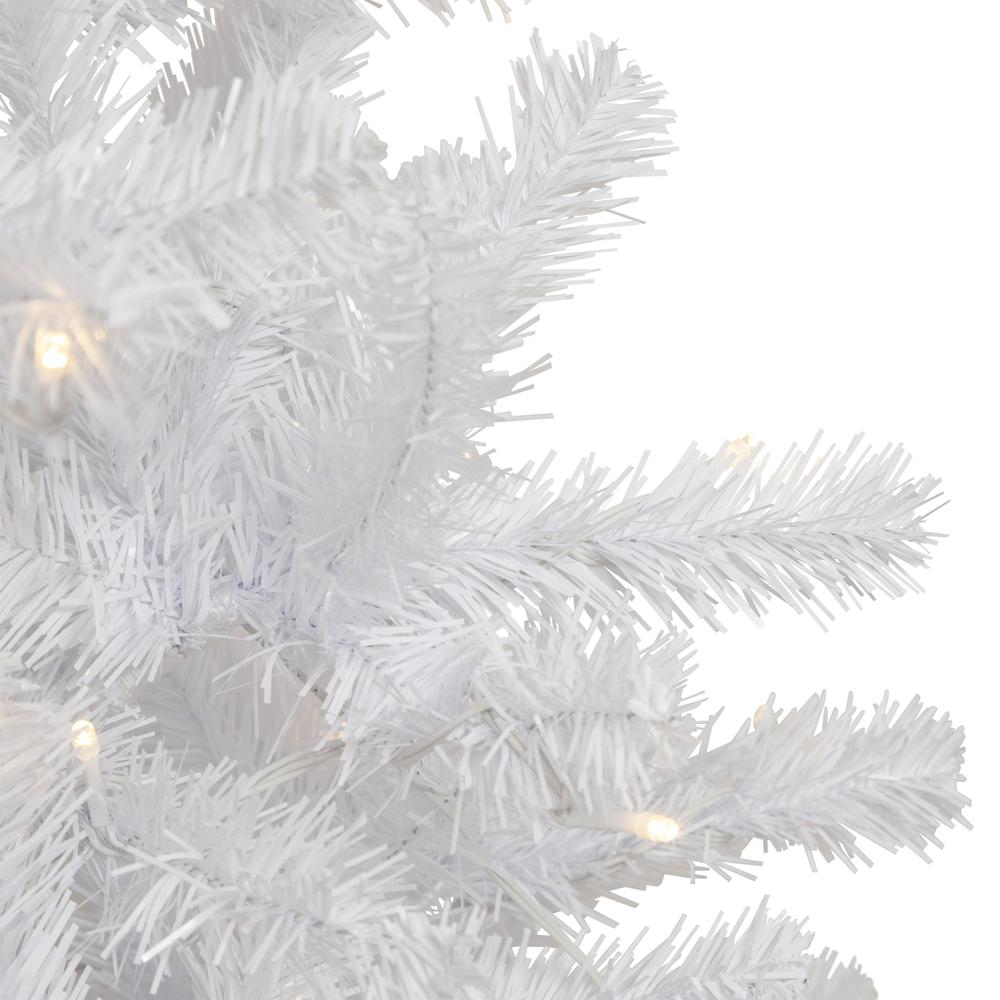 7.5' White Georgian Pine Pencil Artificial Christmas Tree Warm White LED Lights. Picture 3