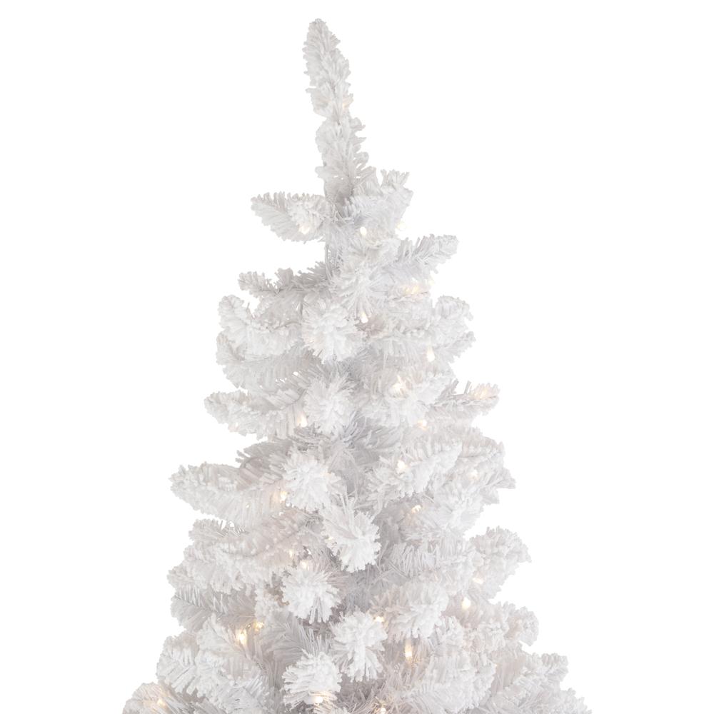 9' Pre-Lit Flocked Norway White Pine Artificial Christmas Tree  Warm White LED Lights. Picture 5
