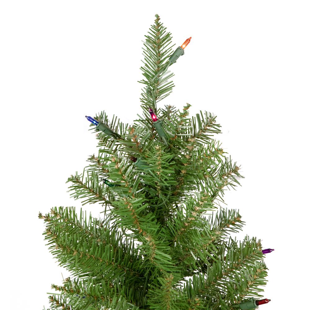 6.5' Pre-Lit Silver Lake Fir Pencil Artificial Christmas Tree  Multi Lights. Picture 5