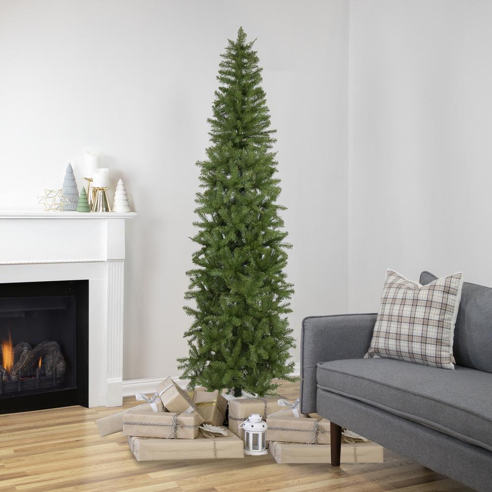 7.5' Silver Lake Fir Pencil Artificial Christmas Tree  Unlit. Picture 2