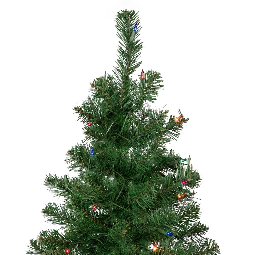 6' Pre-Lit Wilson Pine Slim Artificial Christmas Tree  Multi Lights. Picture 5