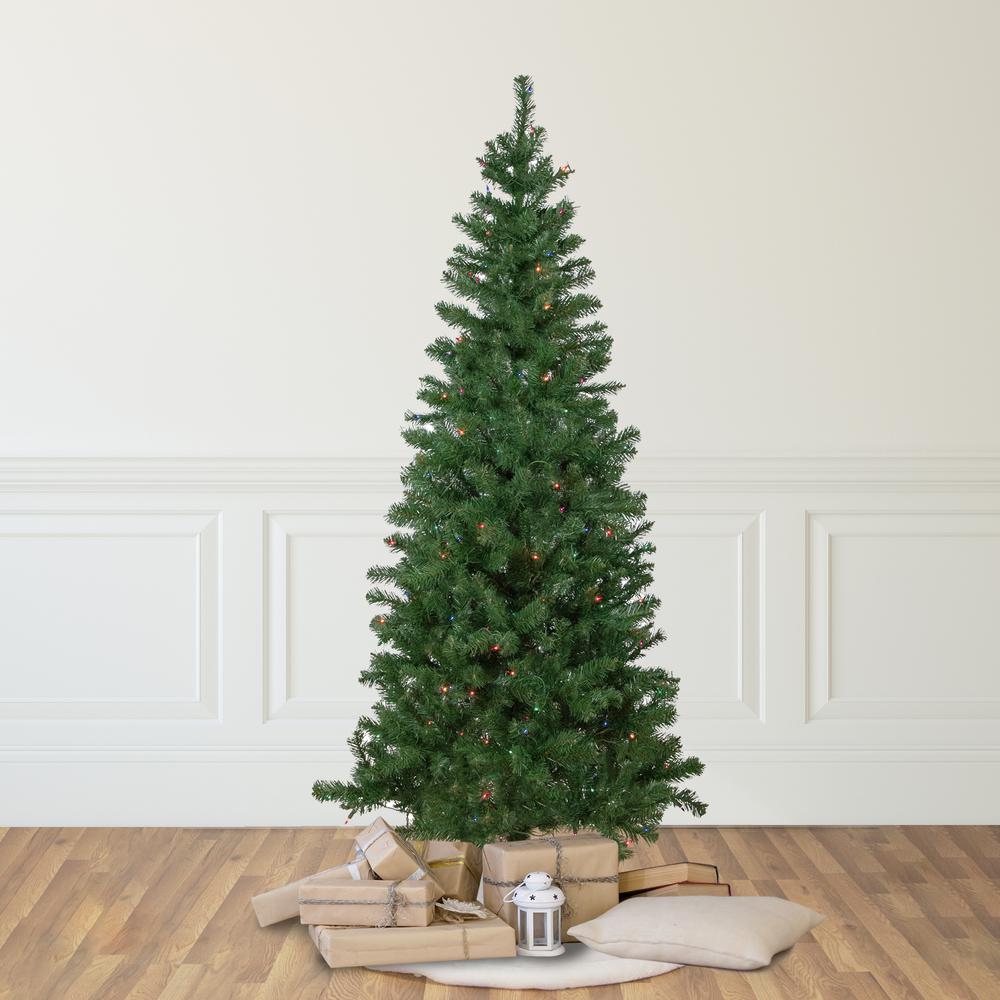 6' Pre-Lit Wilson Pine Slim Artificial Christmas Tree  Multi Lights. Picture 2