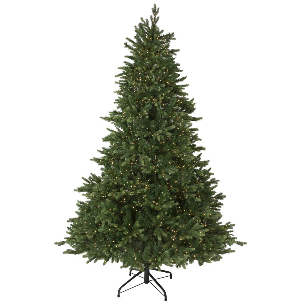 7.5' Pre-Lit Full Riverton Fir Artificial Christmas Tree  Warm White Lights. Picture 1