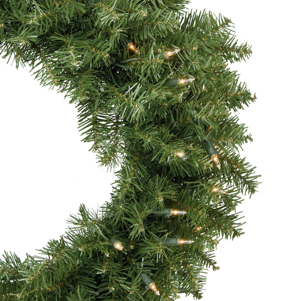 Pre-Lit Rockwood Pine Artificial Christmas Wreath - 24-Inch  Clear Lights. Picture 3