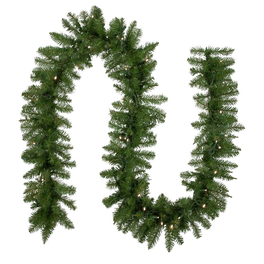 9' x 10" Rockwood Pine Artificial Christmas Garland Warm White LED Lights. Picture 1