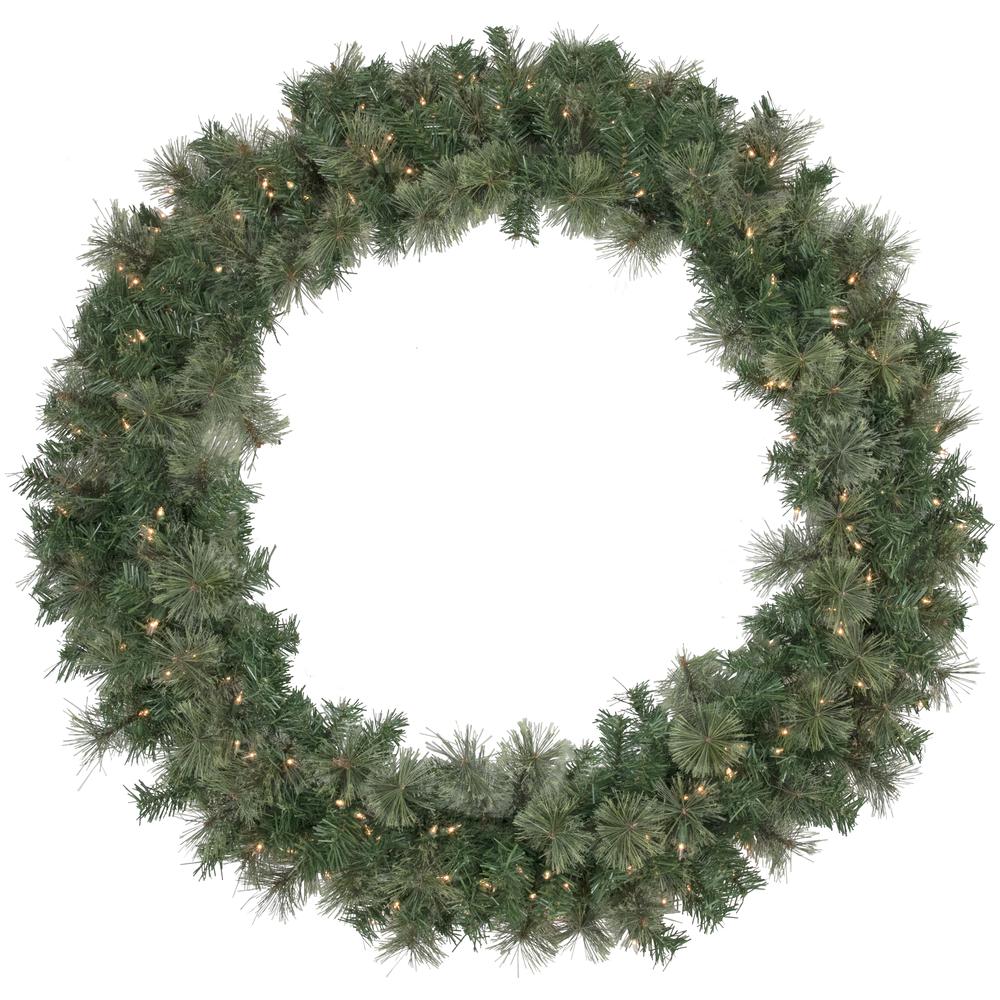 Pre-Lit Oregon Cashmere Pine Artificial Christmas Wreath  48-Inch  Clear Lights. Picture 1