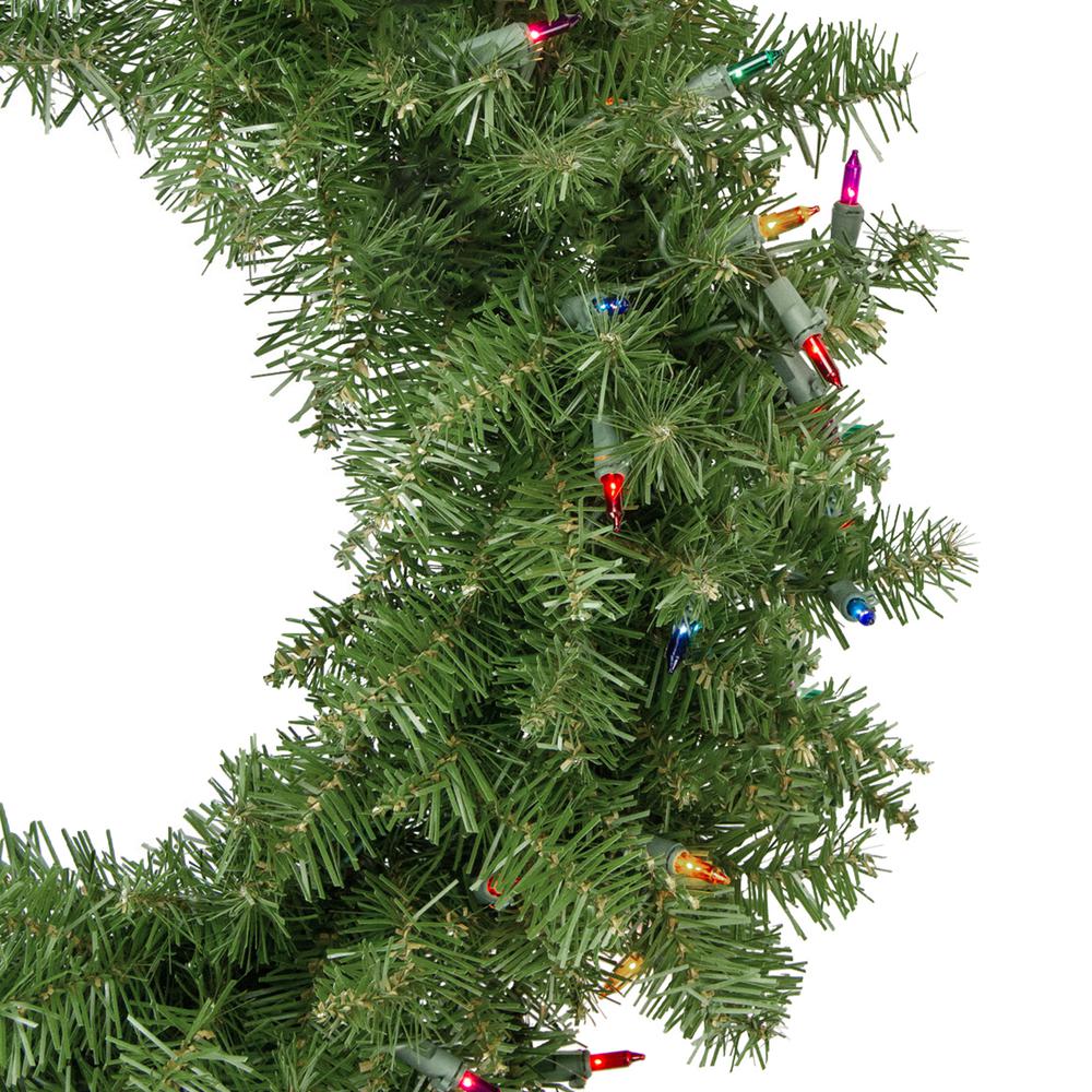 Pre-Lit Rockwood Pine Artificial Christmas Wreath  24-Inch  Multi Lights. Picture 3