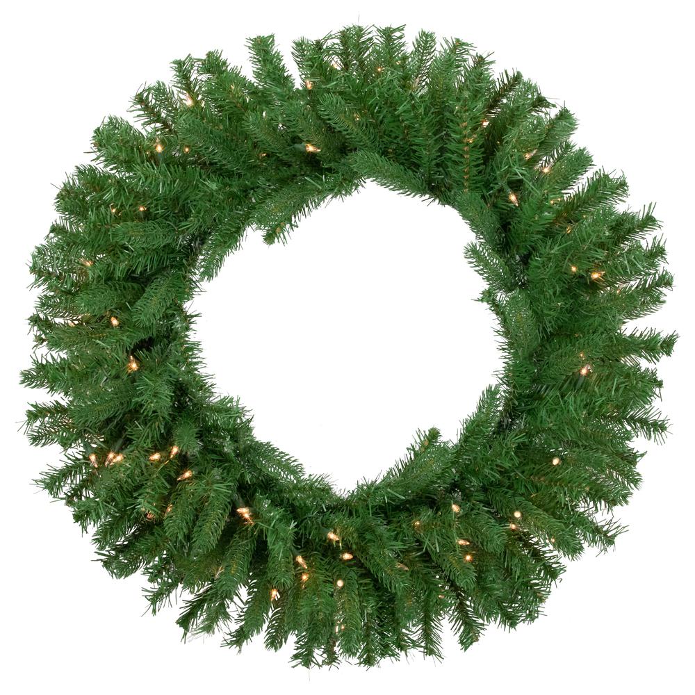 Pre-Lit Sierra Noble Fir Artificial Christmas Wreath  30-Inch  Clear Lights. Picture 1