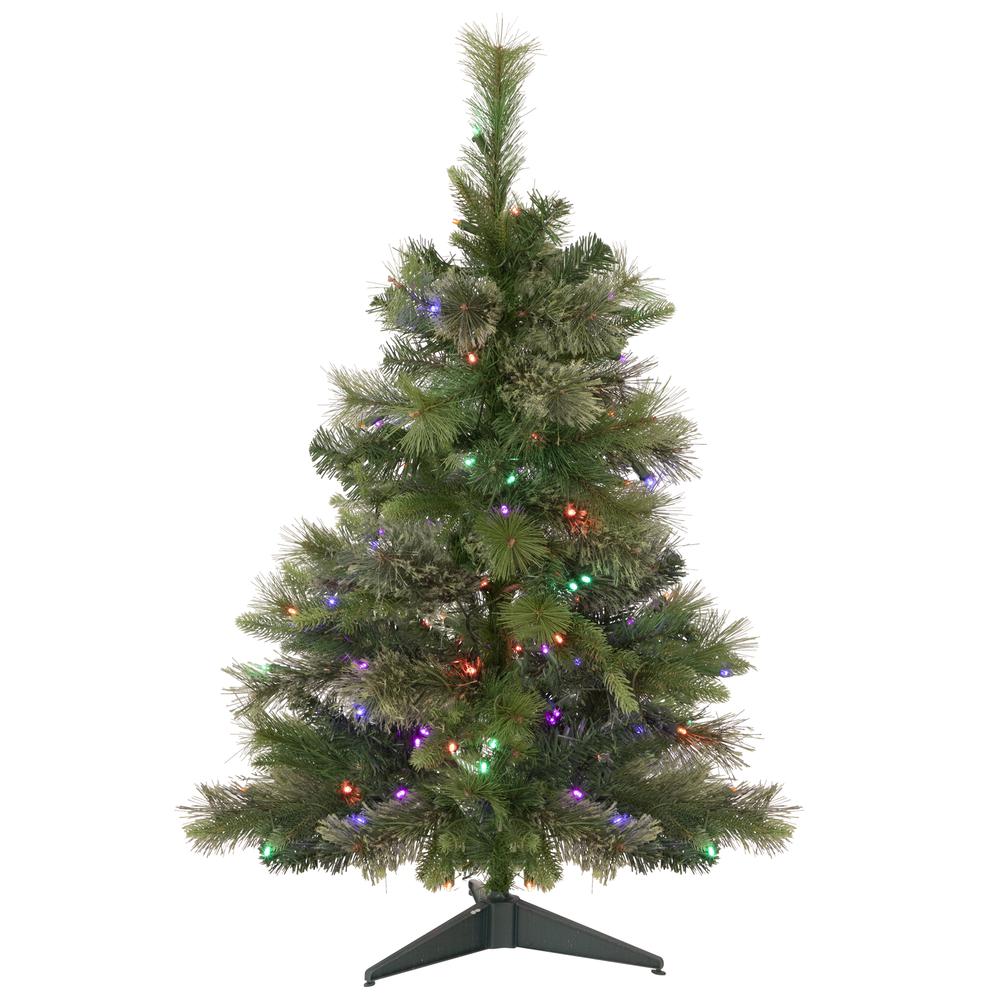 3' Pre-Lit Kingston Cashmere Pine Full Artificial Christmas Tree  Multi LED Lights. Picture 1