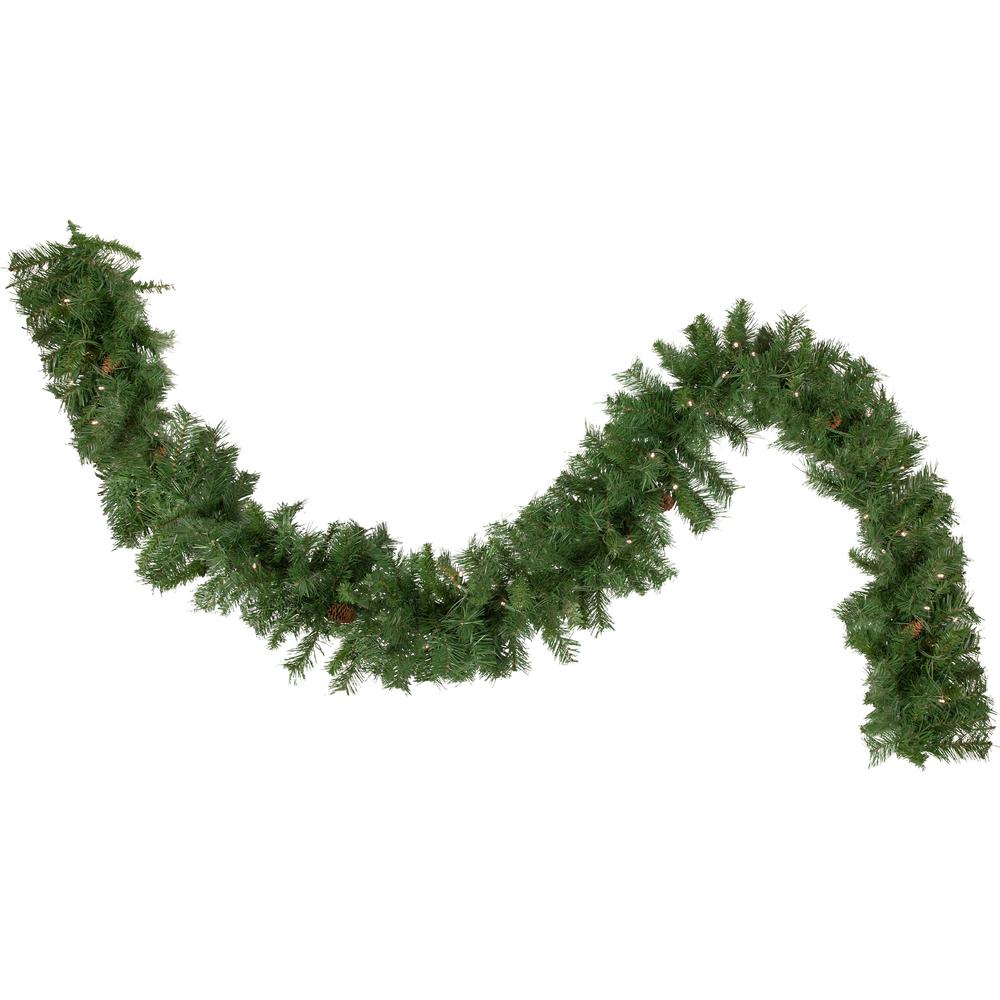 50' x 12" Black River Pine Artificial Christmas Garland Warm White LED Lights. Picture 1