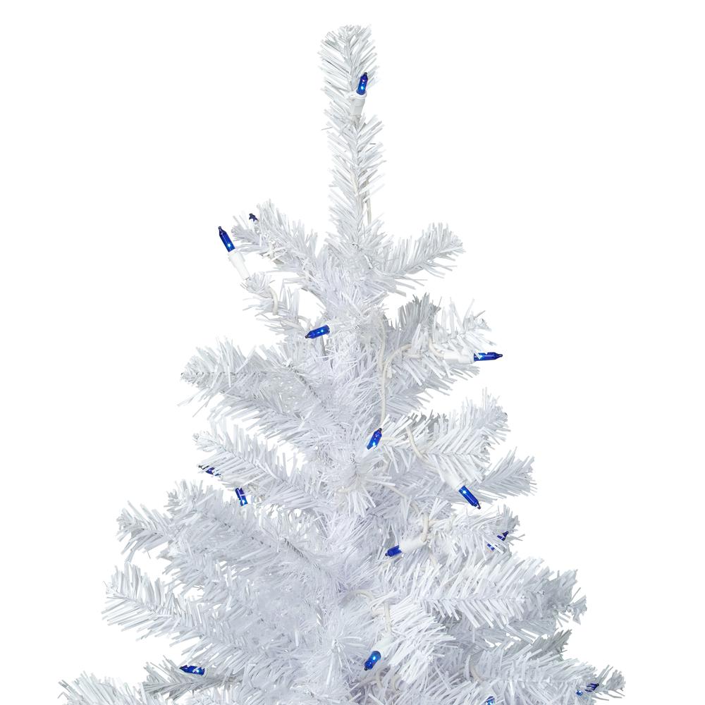 6.5' Pre-Lit Woodbury White Pine Pencil Artificial Christmas Tree  Blue Lights. Picture 3