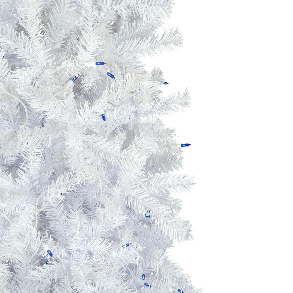 6.5' Pre-Lit Woodbury White Pine Pencil Artificial Christmas Tree  Blue Lights. Picture 4