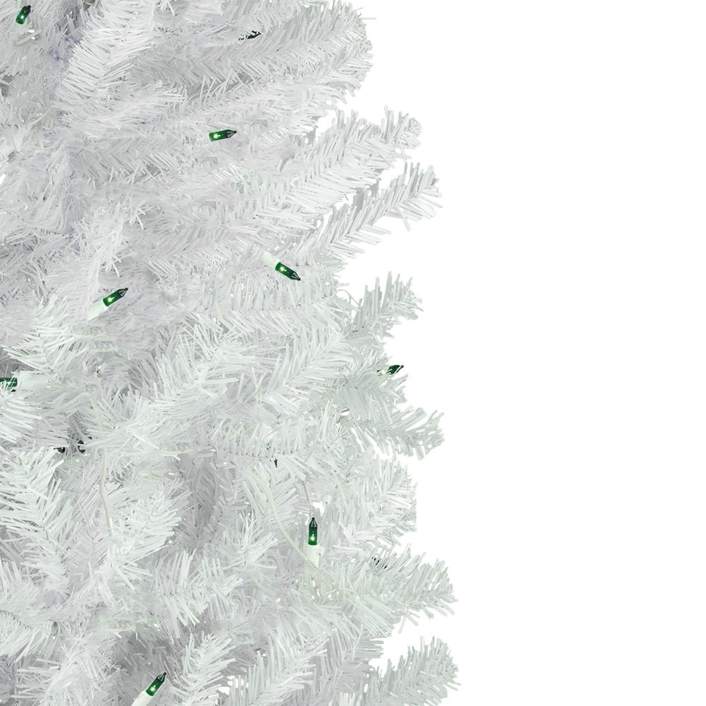 6.5' Pre-Lit Woodbury White Pine Pencil Artificial Christmas Tree  Green Lights. Picture 4