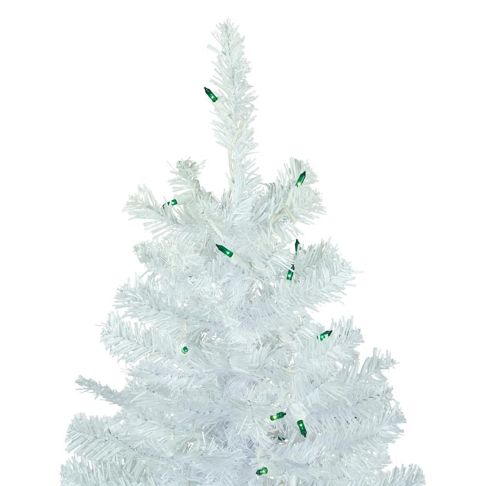 6.5' Pre-Lit Woodbury White Pine Pencil Artificial Christmas Tree  Green Lights. Picture 3