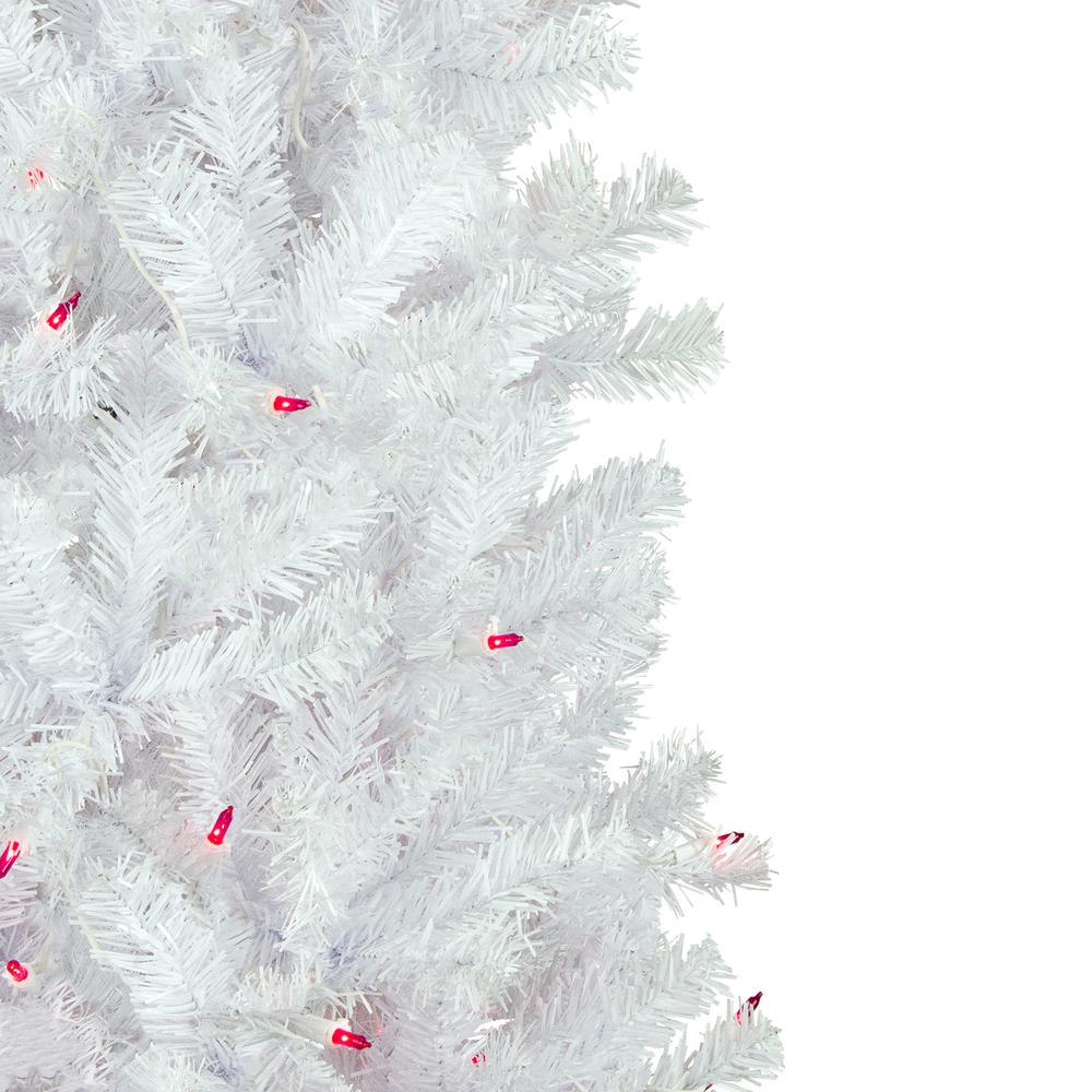 6.5' Pre-Lit Woodbury White Pine Pencil Artificial Christmas Tree  Pink Lights. Picture 4