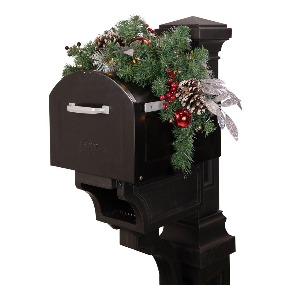 36" Pre-lit Decorated Artificial Pine Christmas Mailbox Swag. Picture 1