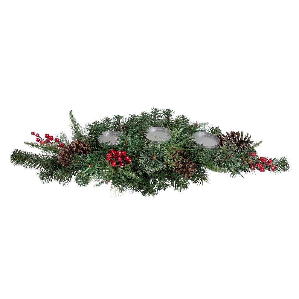 32" Decorated Artificial Pine Christmas Candle Holder Centerpiece. Picture 2