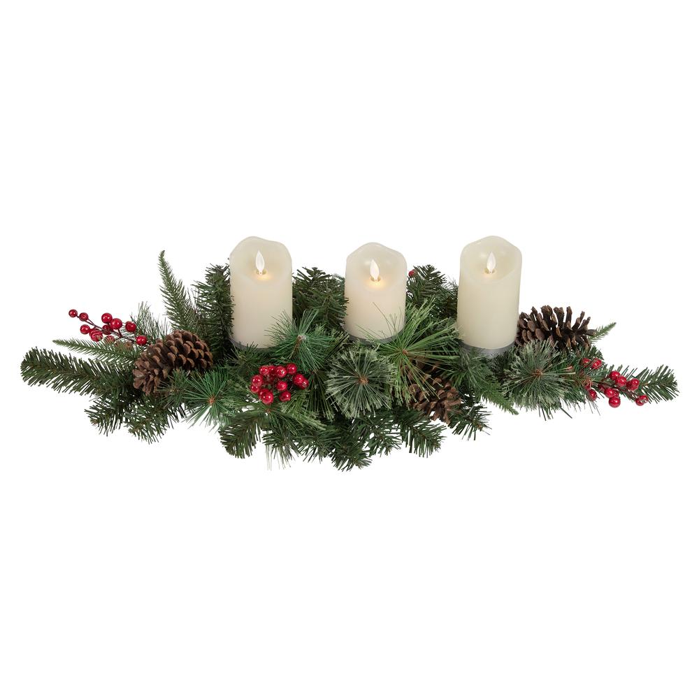 32" Decorated Artificial Pine Christmas Candle Holder Centerpiece. Picture 1