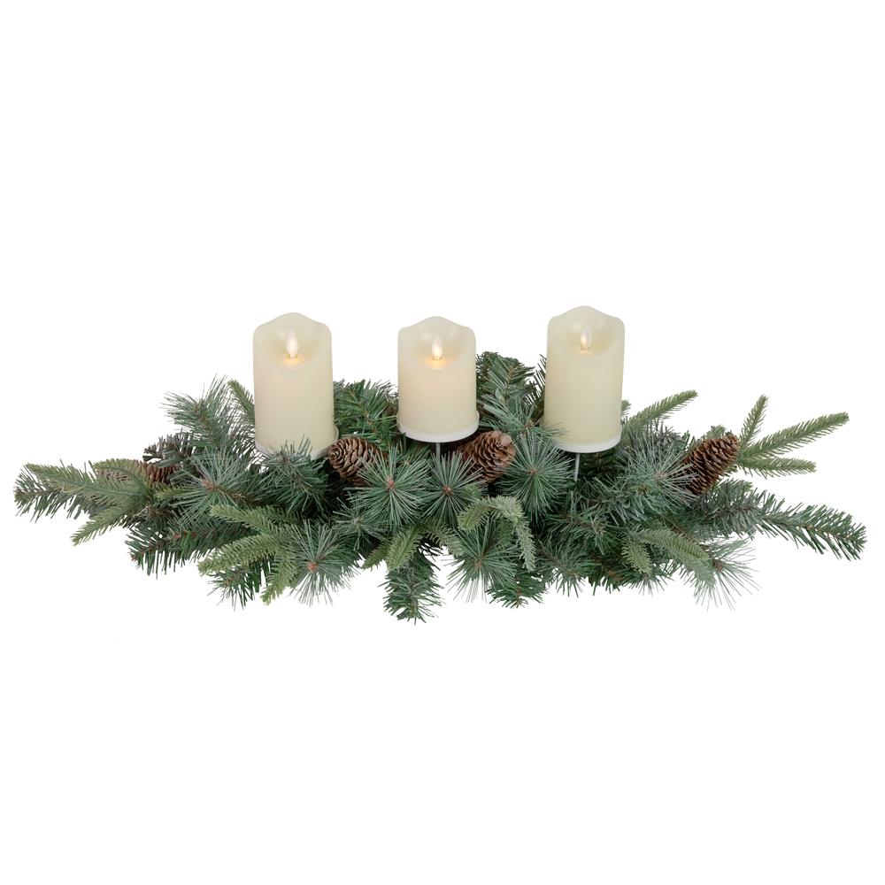 32" Artificial Mixed Pine and Pine Cones Christmas Candle Holder Centerpiece. Picture 1