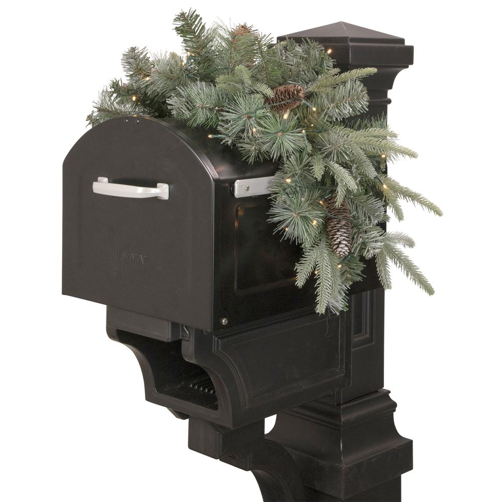 36" Pre-lit Pine Cone and Artificial Mixed Pine Christmas Mailbox Swag. Picture 1