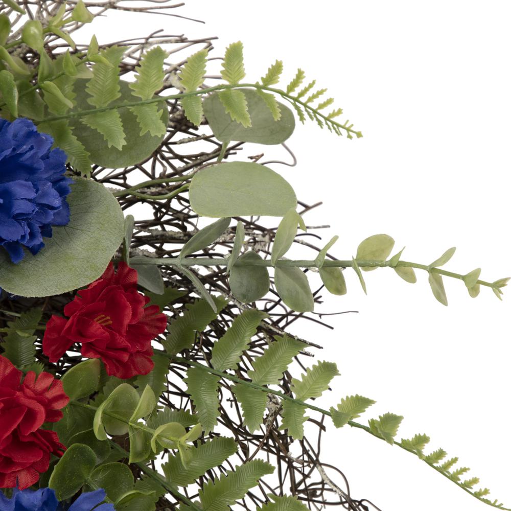 Americana Mixed Foliage and Florals Patriotic Wreath  24-Inch  Unlit. Picture 4