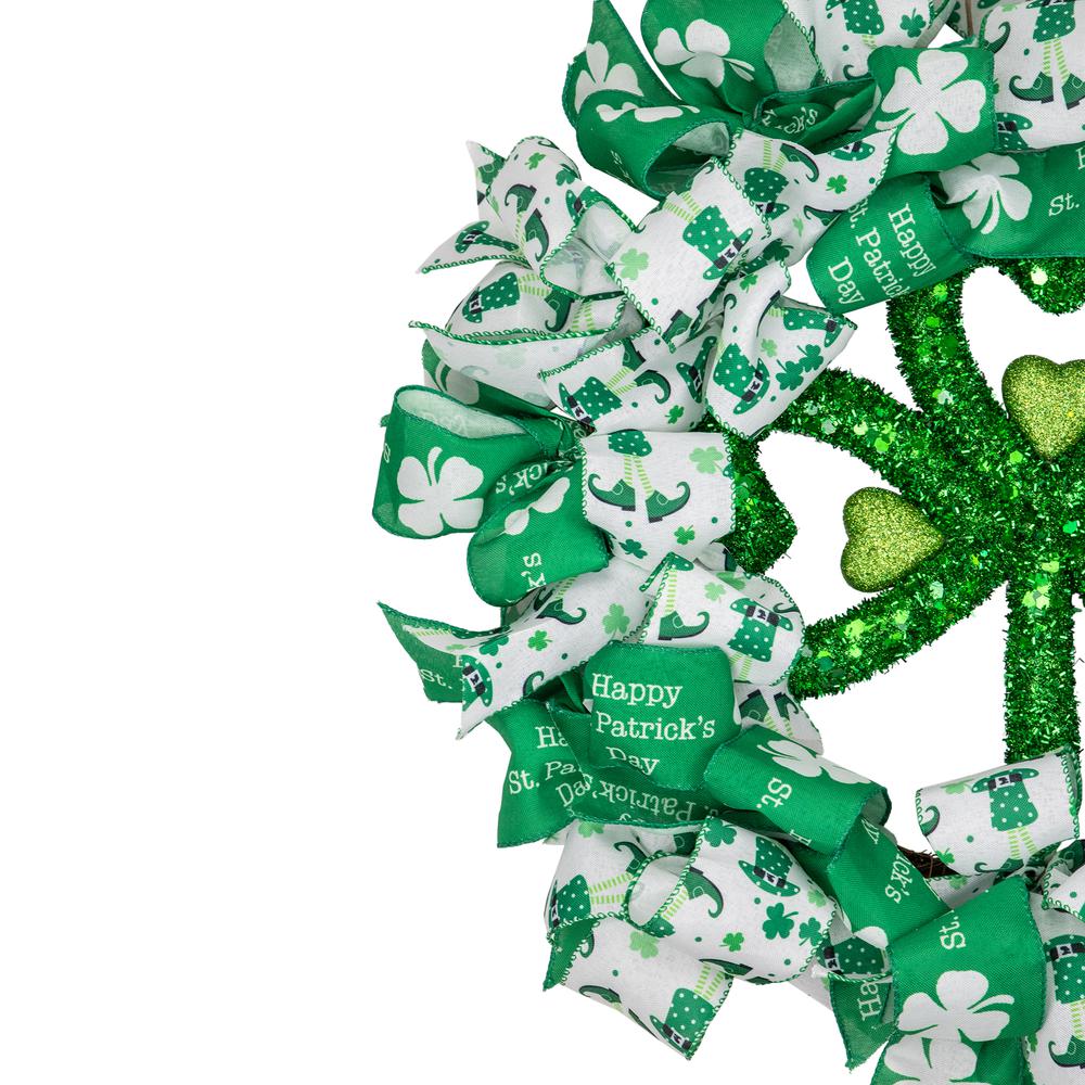 Shamrocks and Ribbons St. Patrick's Day Wreath  24-Inch  Unlit. Picture 3