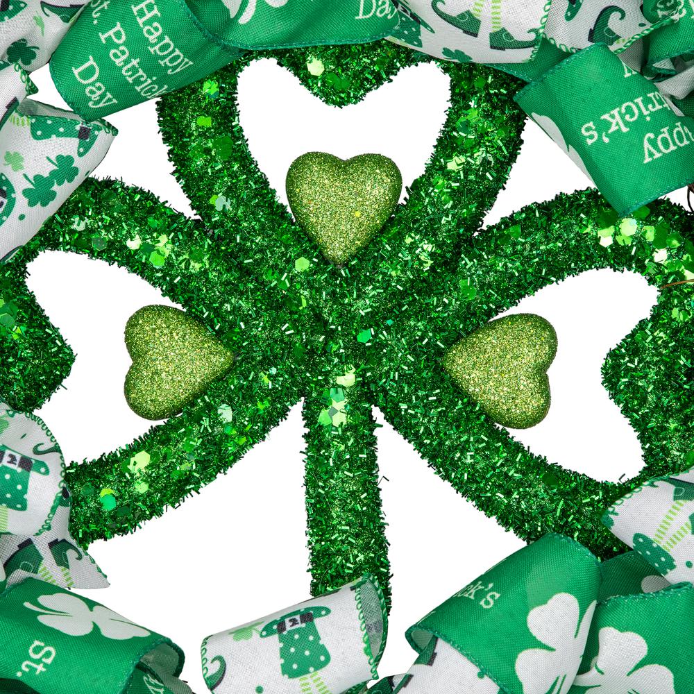 Shamrocks and Ribbons St. Patrick's Day Wreath  24-Inch  Unlit. Picture 4