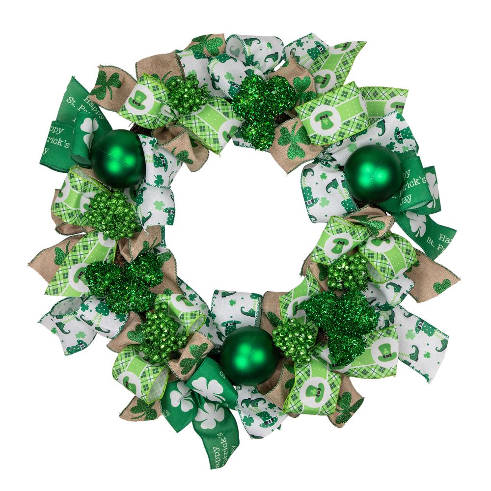 Ribbons and Shamrocks St. Patrick's Day Wreath  24-Inch  Unlit. Picture 1