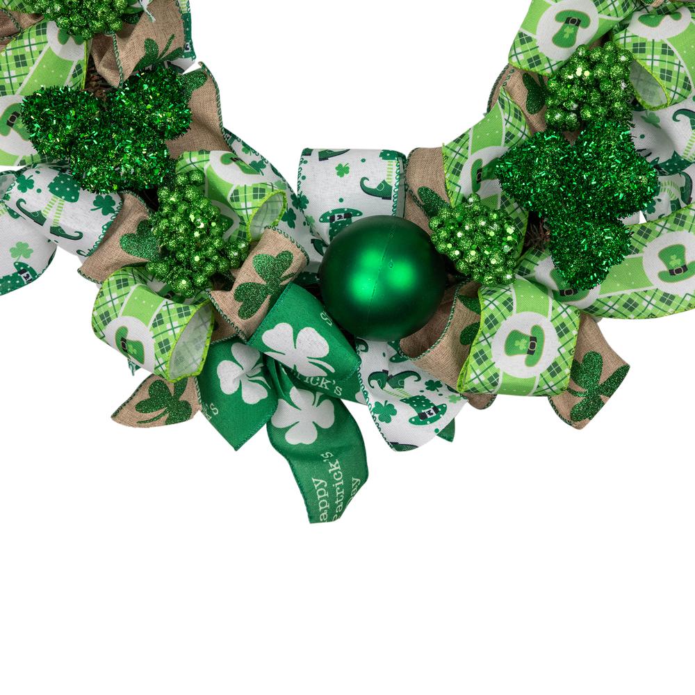 Ribbons and Shamrocks St. Patrick's Day Wreath  24-Inch  Unlit. Picture 4