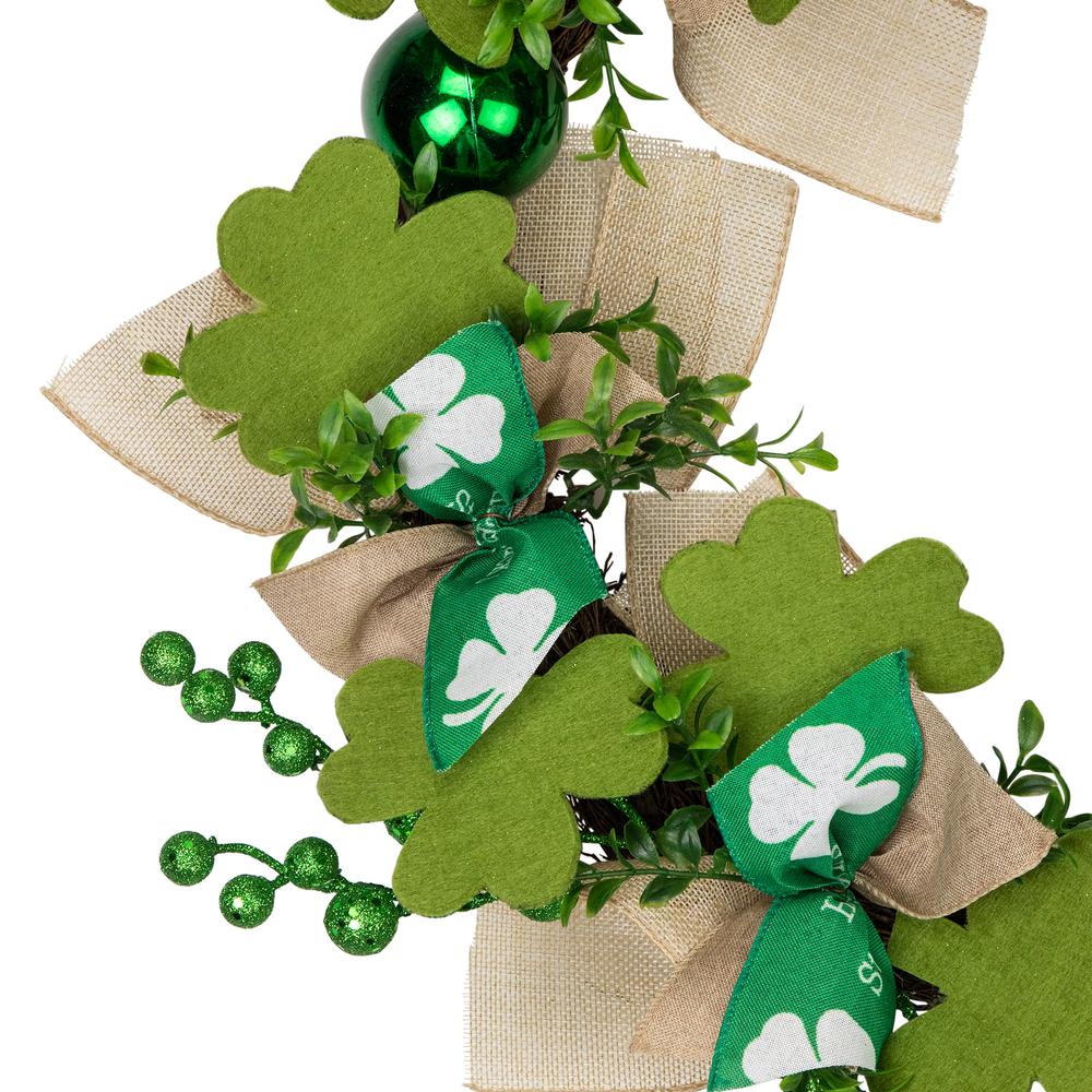 Burlap Bows and Shamrocks St. Patrick's Day Wreath  24-Inch  Unlit. Picture 5