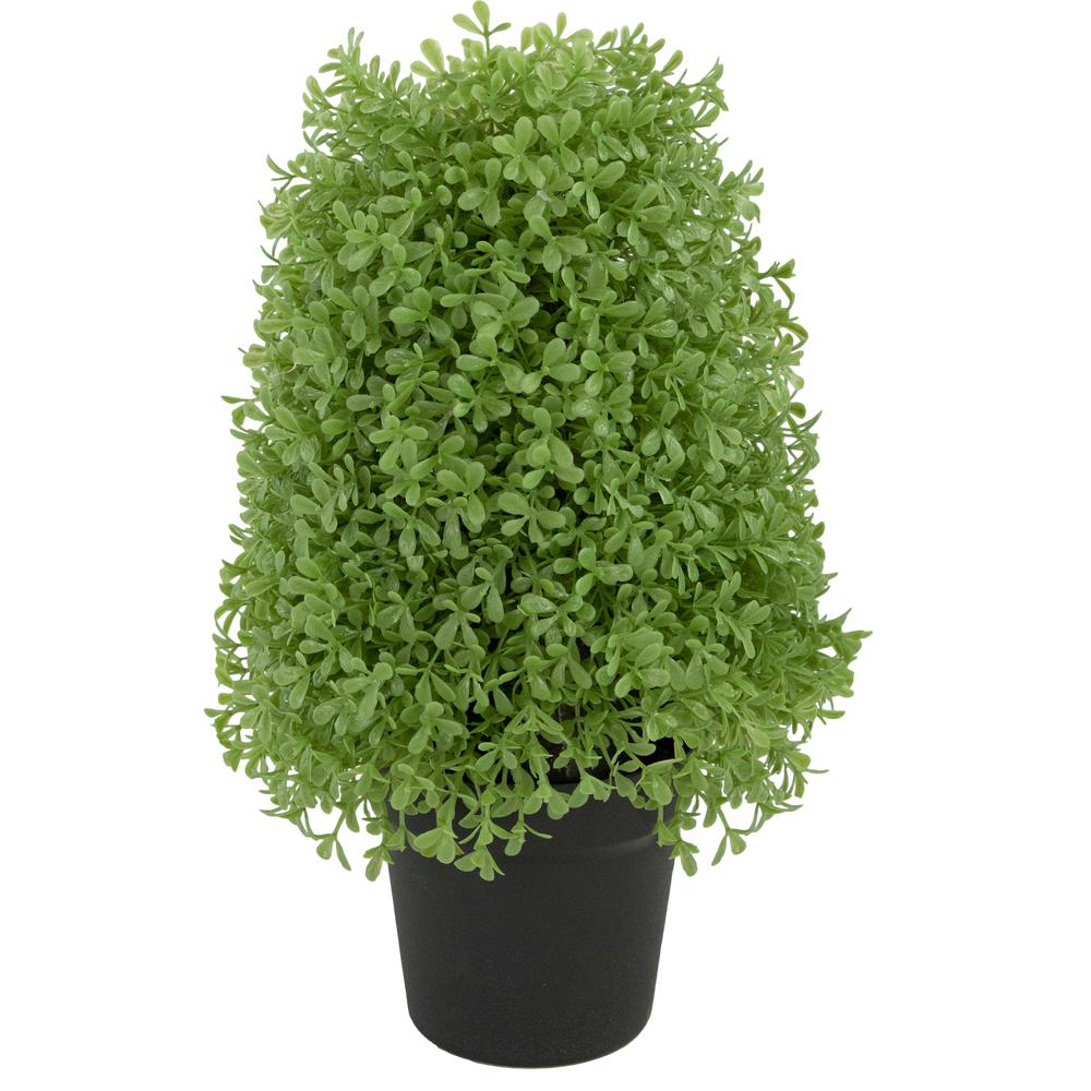 15" Artificial Boxwood Cone Topiary Tree with Round Pot  Unlit. Picture 1