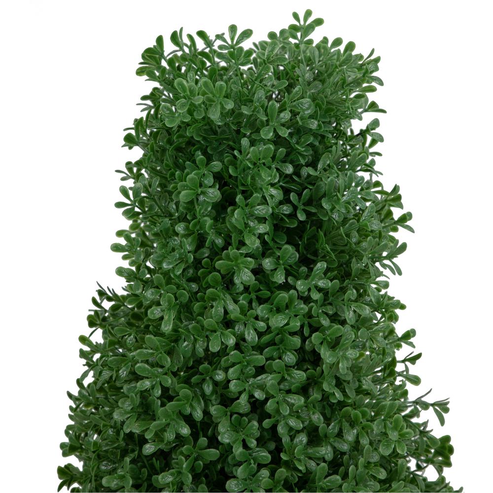 30" Artificial Boxwood Cone Topiary Tree with Round Pot  Unlit. Picture 3