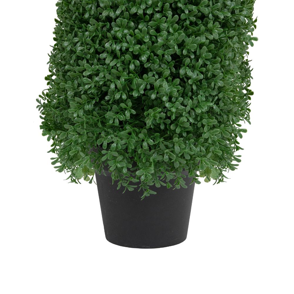 30" Artificial Boxwood Cone Topiary Tree with Round Pot  Unlit. Picture 5