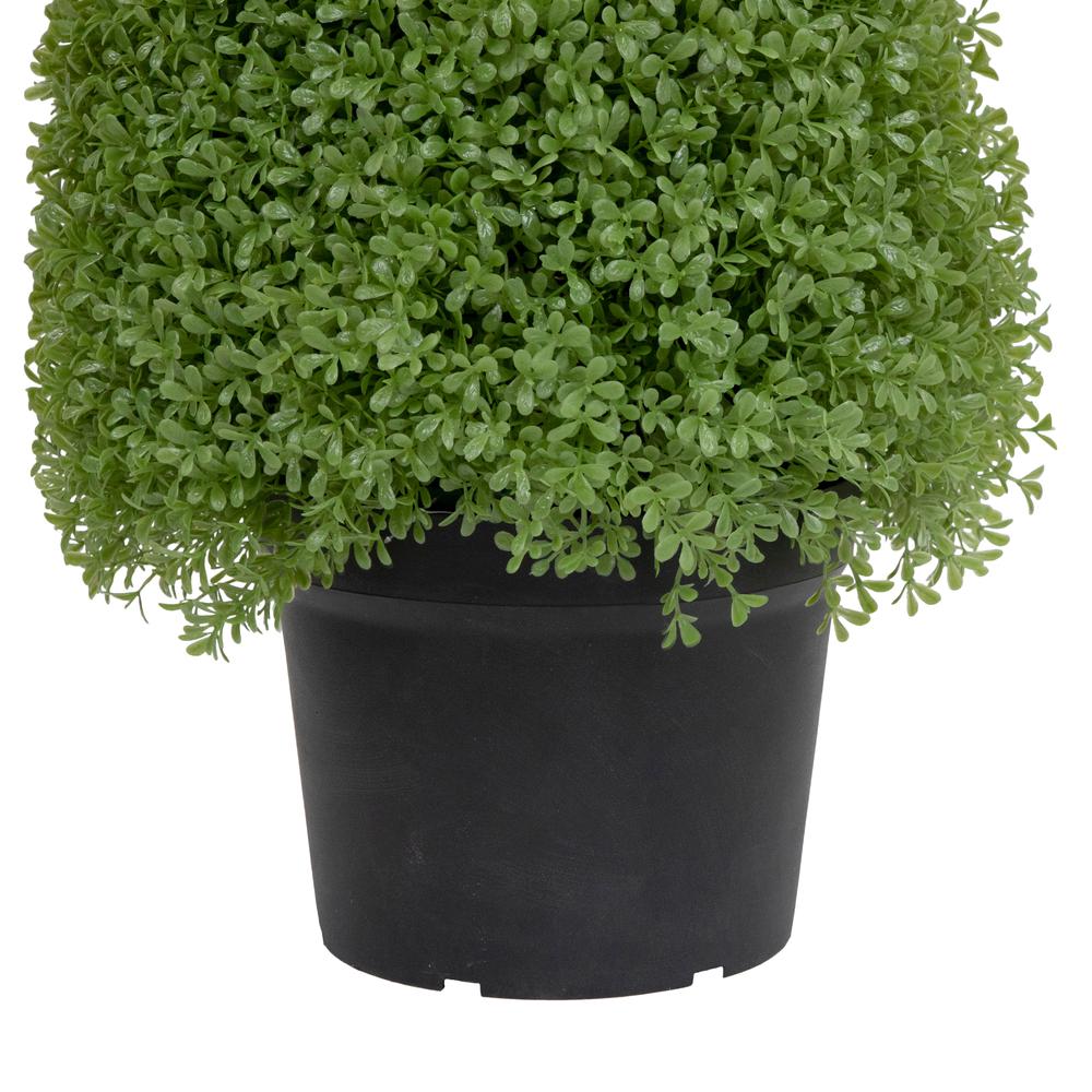 3' Artificial Boxwood Cone Topiary Tree with Round Pot  Unlit. Picture 5